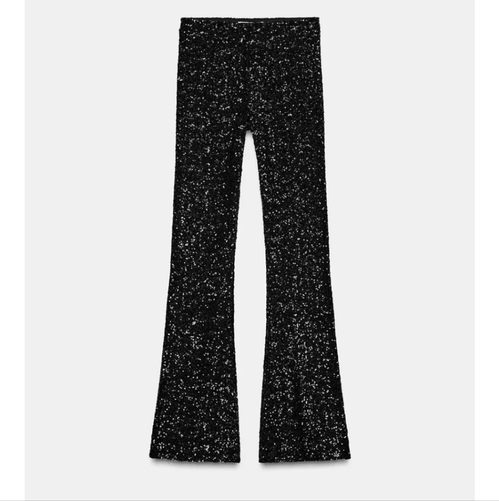 Zara Flared Sequin Pants Size Black
